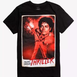 MICHAEL JACKSON MENS UNISEX THRILLER POSTER GRAPHIC TEE BLACK LARGE NWT
